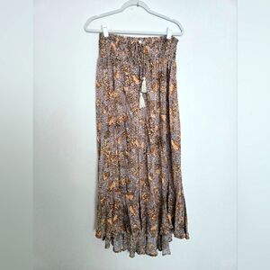 Rachel Zoe Brown and Orange Smocked Maxi Skirt Bohemian NWT | Size M